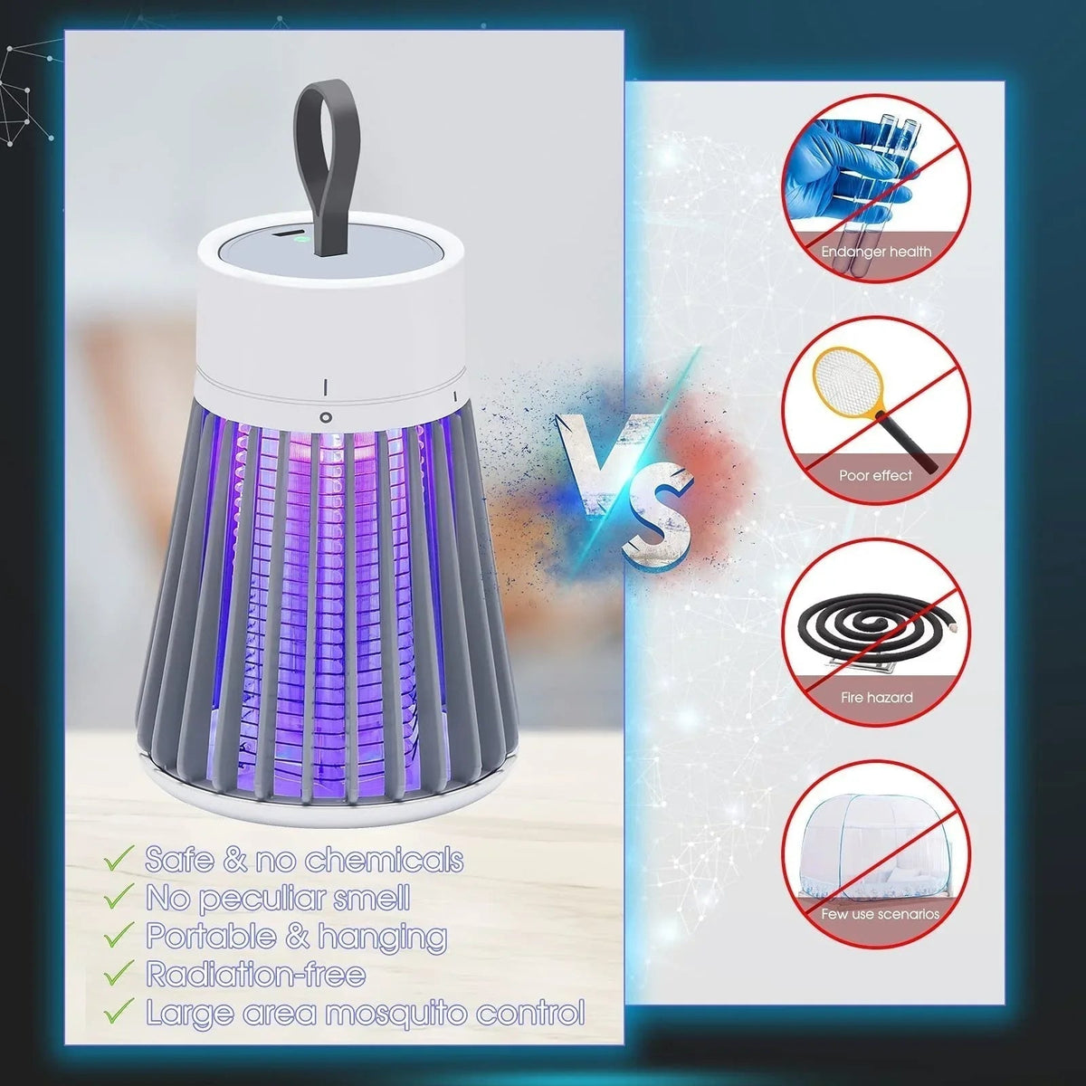 🔥Summer Promotion🦟USB/Rechargeable Portable Mosquito & Fly Trap Lamp for Indoor & Outdoor