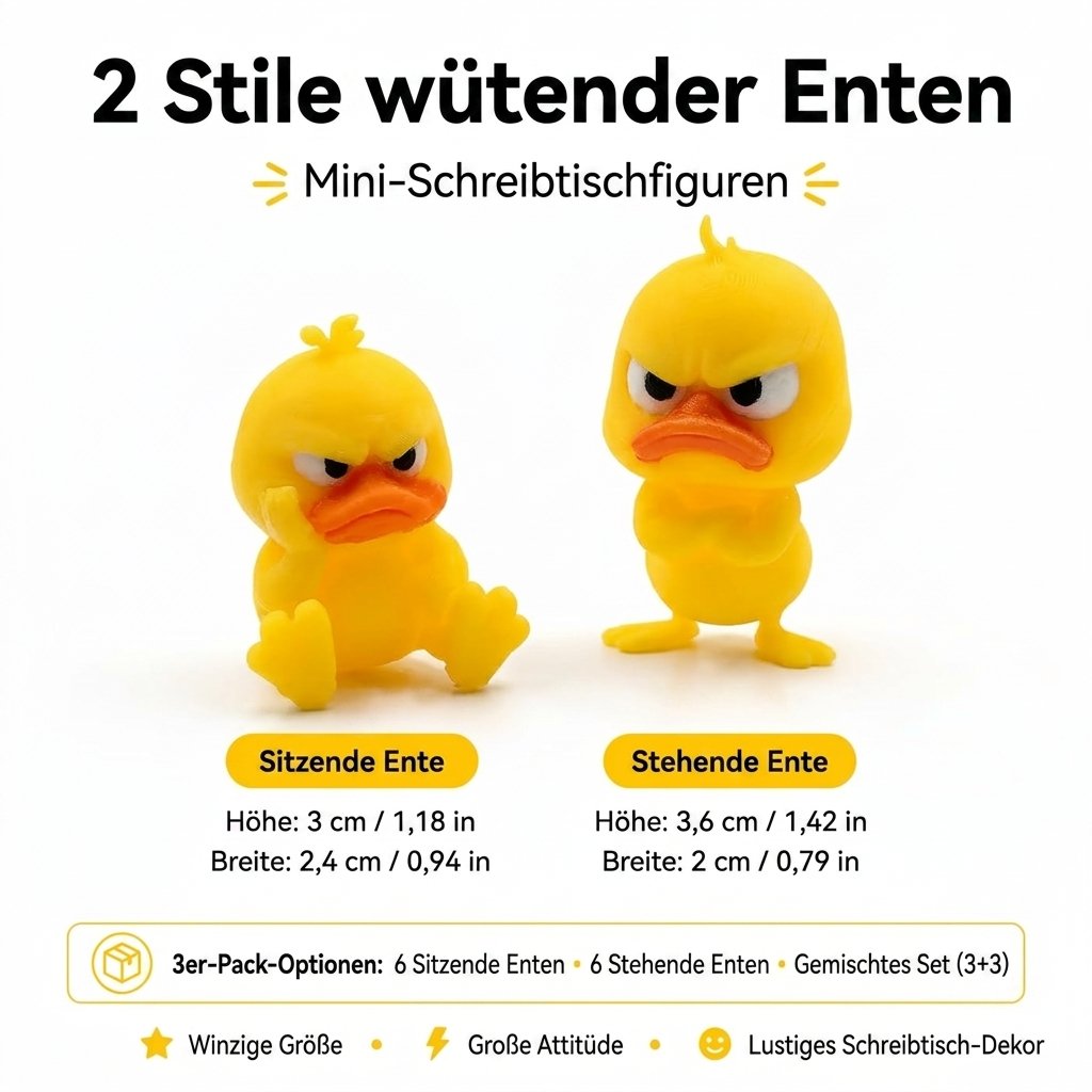 😠 Schreibtischfigur „Wütende Ente“ – Verleihe deinem Schreibtisch eine freche Note! 🐥