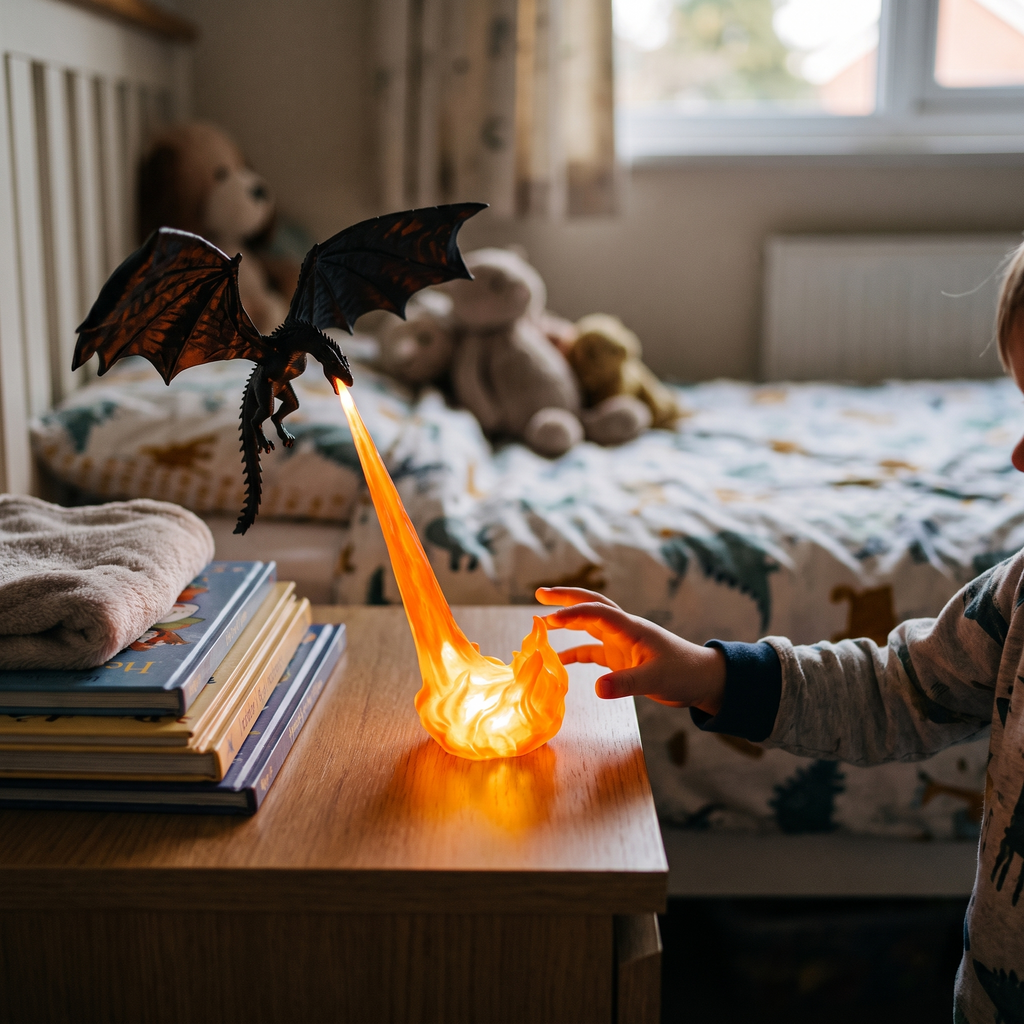 Fire Breathing Dragon Light for Bookshelf & Desk