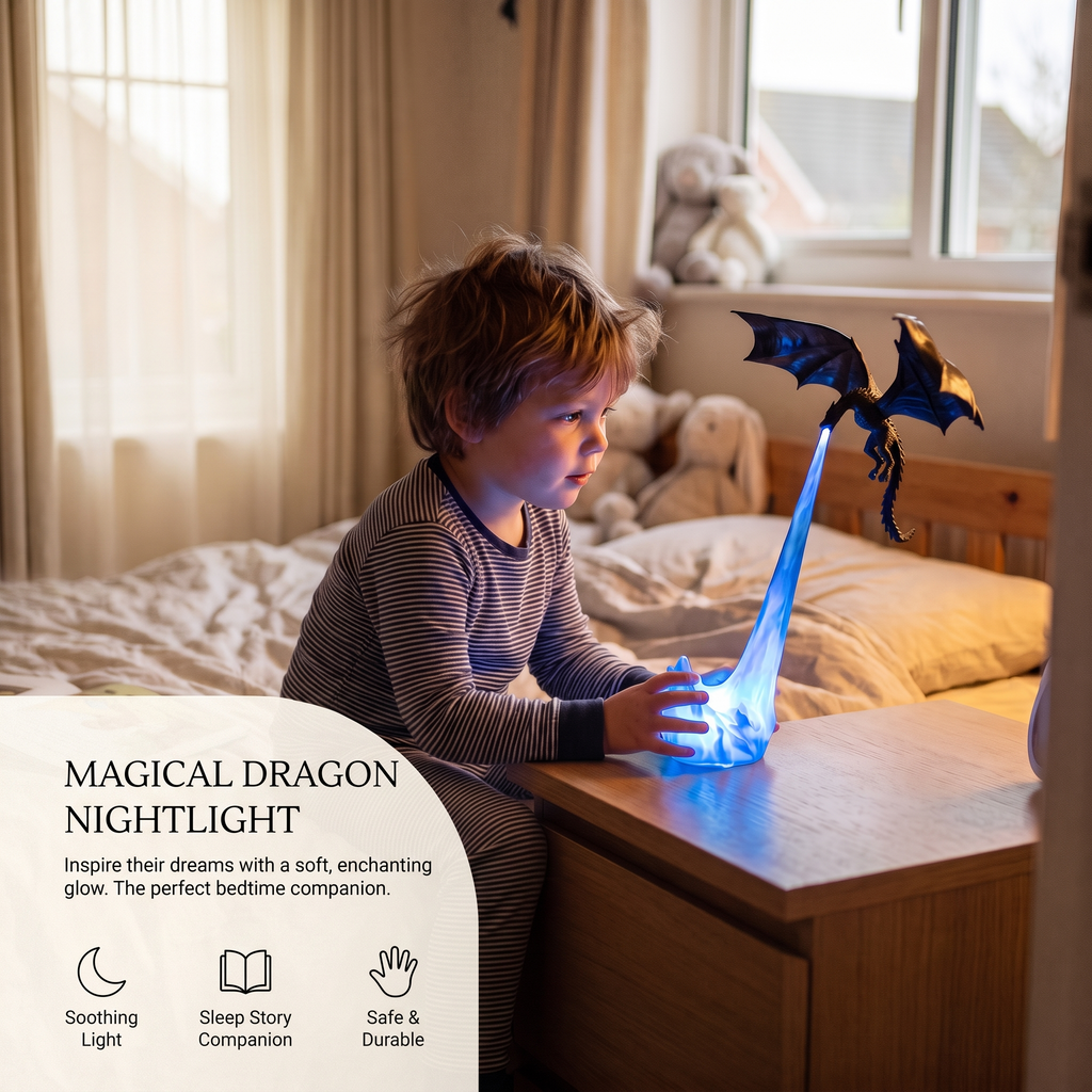 Fire Breathing Dragon Light for Bookshelf & Desk