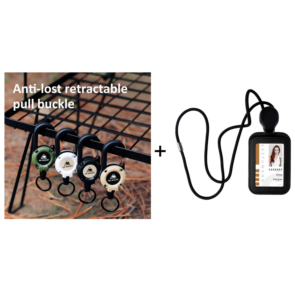 🔑Retractable Carabiner Keychain – 65cm steel lanyard, 100,000 pull cycles. Lightweight & sturdy.