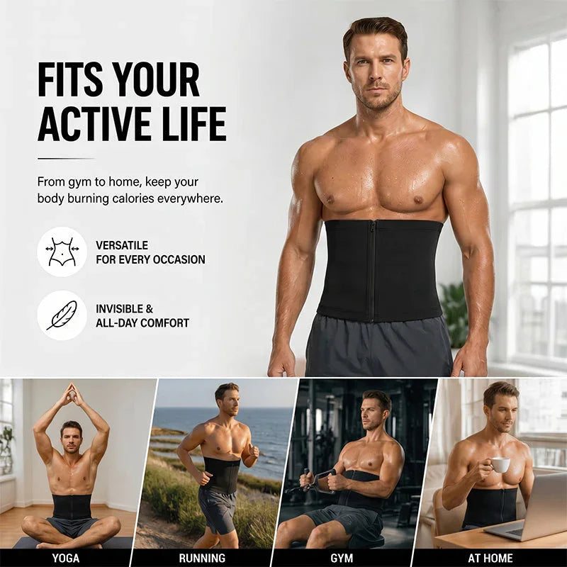 🏃‍♂️ LIMITED-TIME 50% OFF! ✨ Men's Waist Trainer Sweat Belt – Compression, Trimmer, Sauna Effect ✨