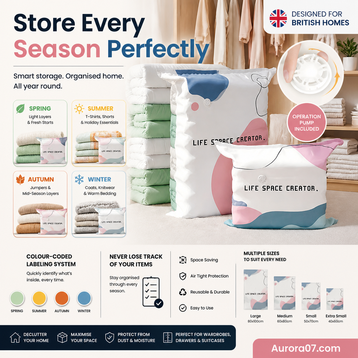 🧳No‑Pump Vacuum Storage Bags – Press & seal, no pump needed. Saves 80% space, keeps clothes dry & dust‑free. Perfect for bulky bedding & off‑season gear. 🛏️🗄️