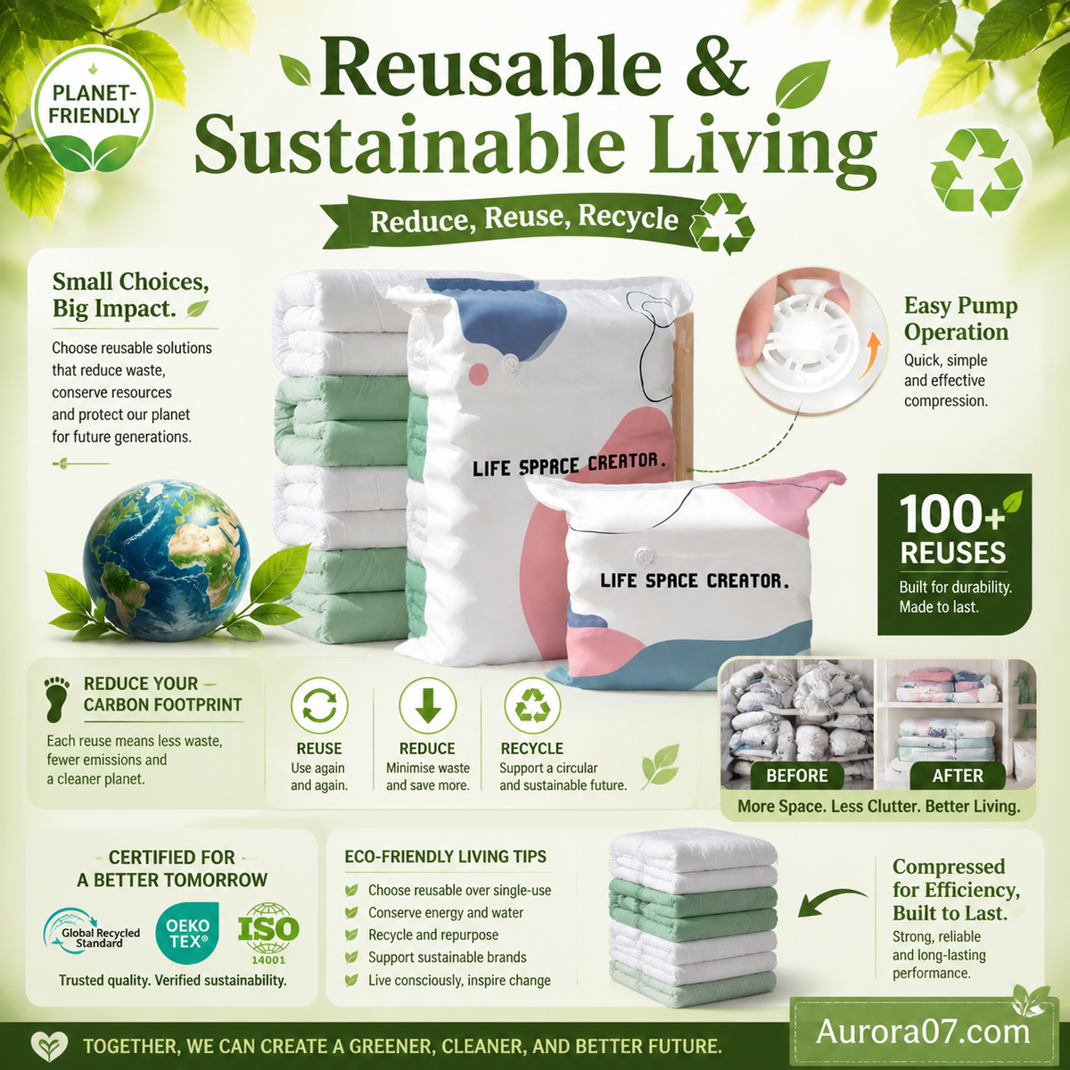 🧳No‑Pump Vacuum Storage Bags – Press & seal, no pump needed. Saves 80% space, keeps clothes dry & dust‑free. Perfect for bulky bedding & off‑season gear. 🛏️🗄️