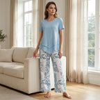 🎁2026 New Arrivals 49% OFF💥Women's 2-Piece Set – Layered Asymmetrical Tunic Top & Printed Wide Leg Pants, Breathable Polyester✨