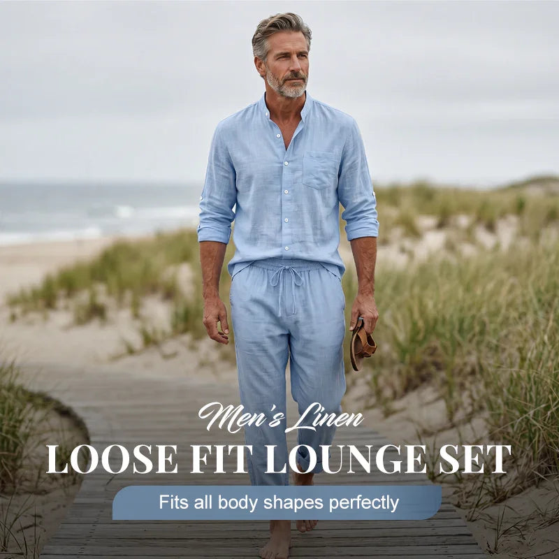 👔 Men’s Shirt & Pants Set – Casual, Breathable Linen, Relaxed Fit ✨