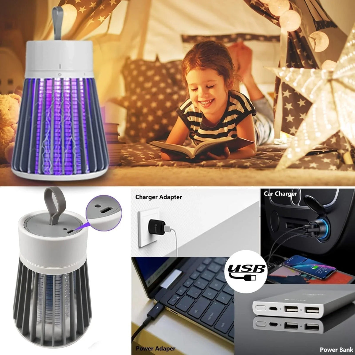 🔥Summer Promotion🦟USB/Rechargeable Portable Mosquito & Fly Trap Lamp for Indoor & Outdoor
