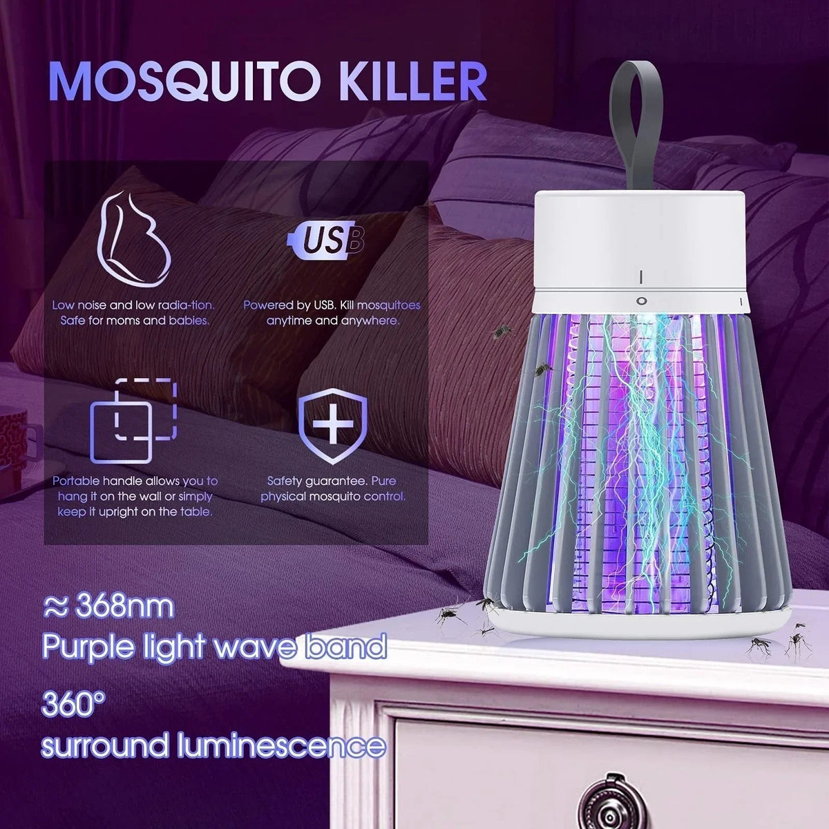 🔥Summer Promotion🦟USB/Rechargeable Portable Mosquito & Fly Trap Lamp for Indoor & Outdoor