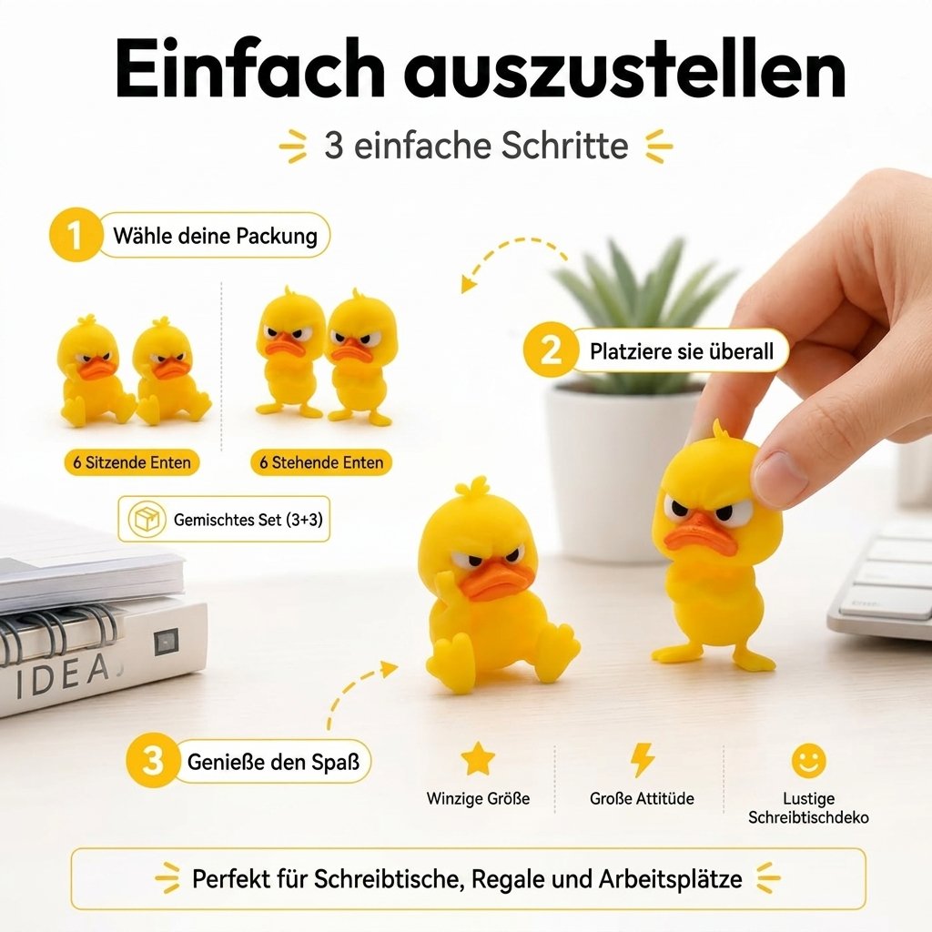😠 Schreibtischfigur „Wütende Ente“ – Verleihe deinem Schreibtisch eine freche Note! 🐥
