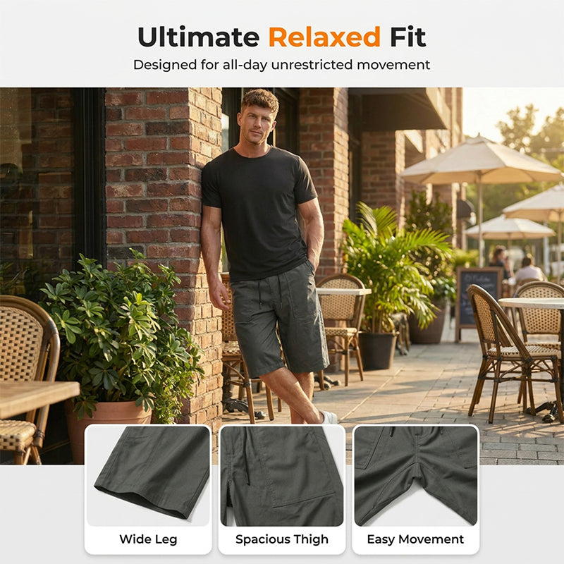 👖 Men's Plus Size Capri Pants – Wide-Leg Loose Fit, Drawstring Waist & Large Pockets ✨