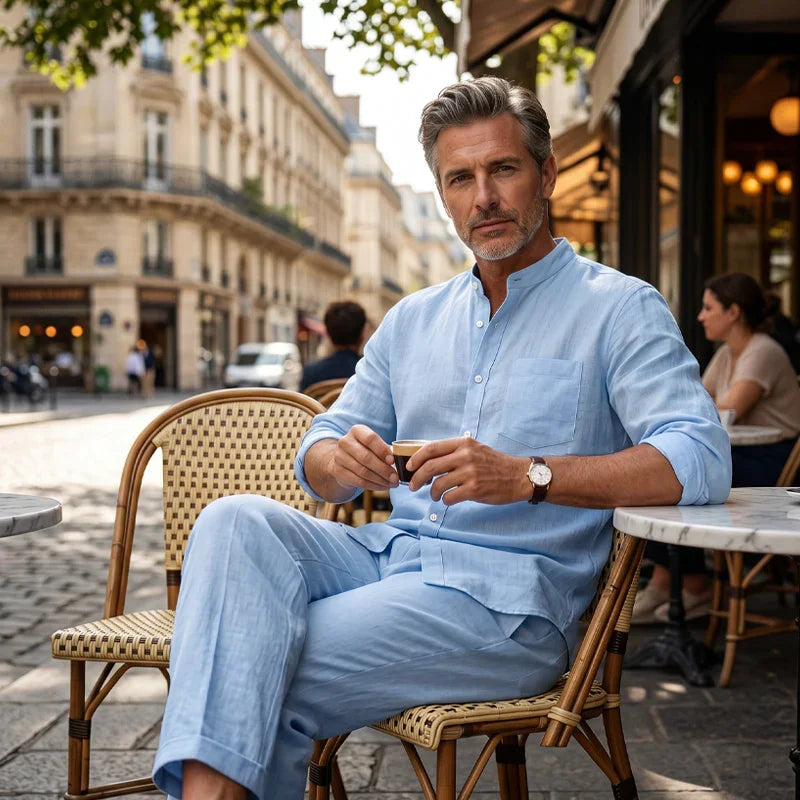 👔 Men’s Shirt & Pants Set – Casual, Breathable Linen, Relaxed Fit ✨