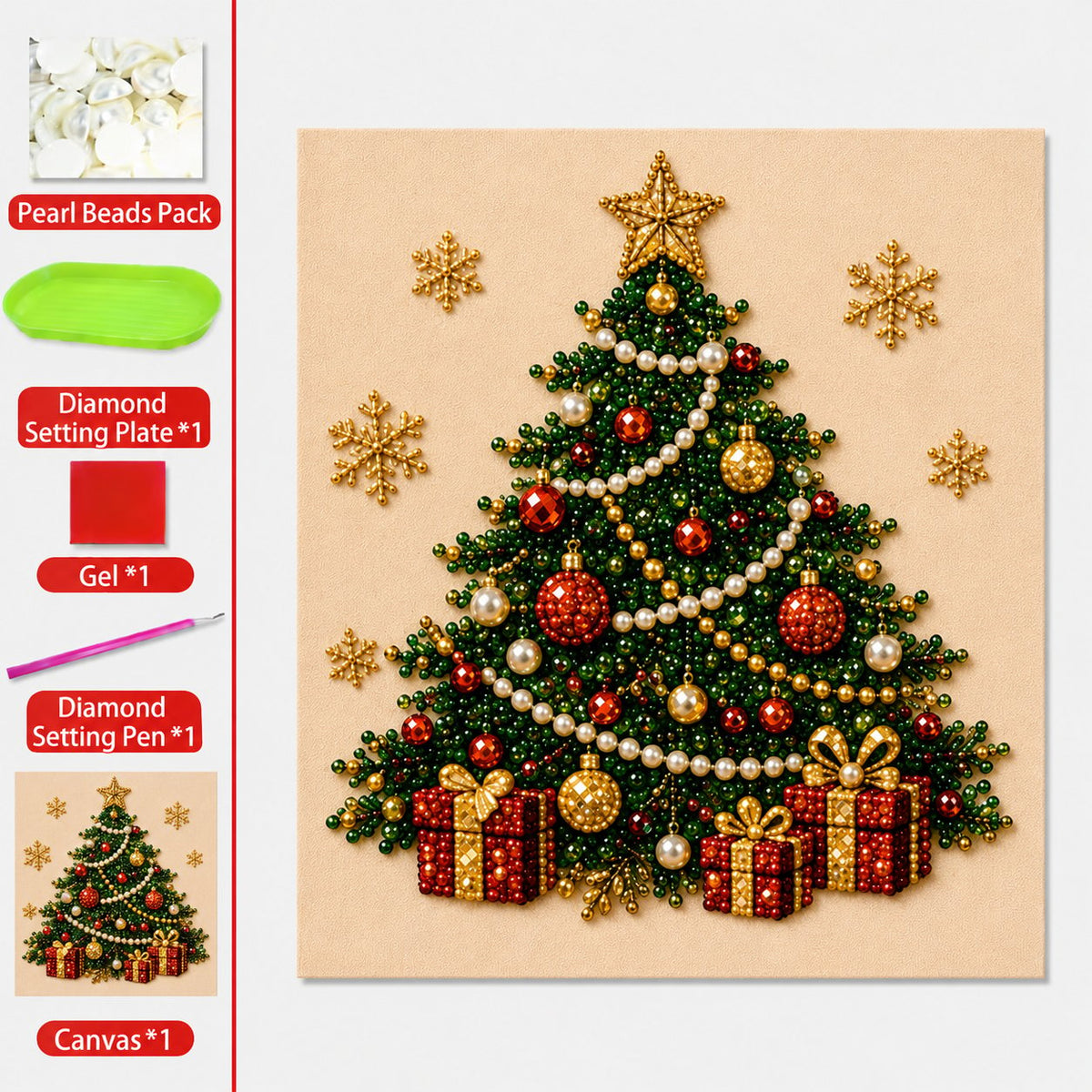 🎄✨DIY Christmas Pearl Drill Painting Kit – 5 festive designs, 3D raised beads & display frame included. A sparkling holiday masterpiece for your wall! 🖼️🎨
