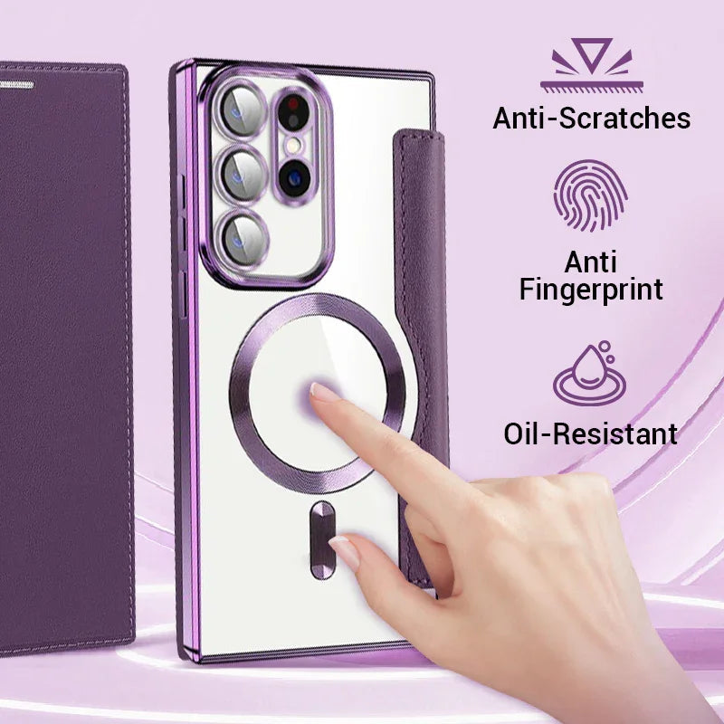 📱2024 New leather textured flip mobile phone case for Samsung