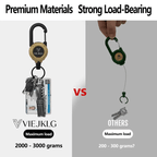 🔑Retractable Carabiner Keychain – 65cm steel lanyard, 100,000 pull cycles. Lightweight & sturdy.
