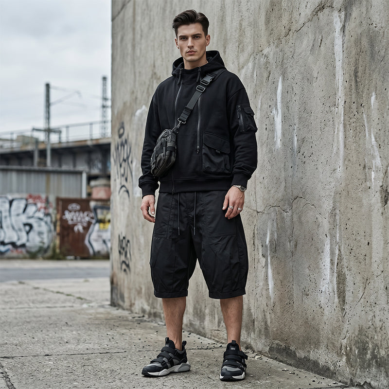 👖 Men's Plus Size Capri Pants – Wide-Leg Loose Fit, Drawstring Waist & Large Pockets ✨