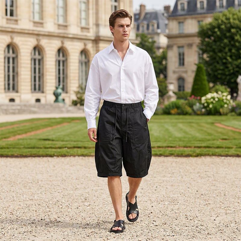 👖 Men's Plus Size Capri Pants – Wide-Leg Loose Fit, Drawstring Waist & Large Pockets ✨