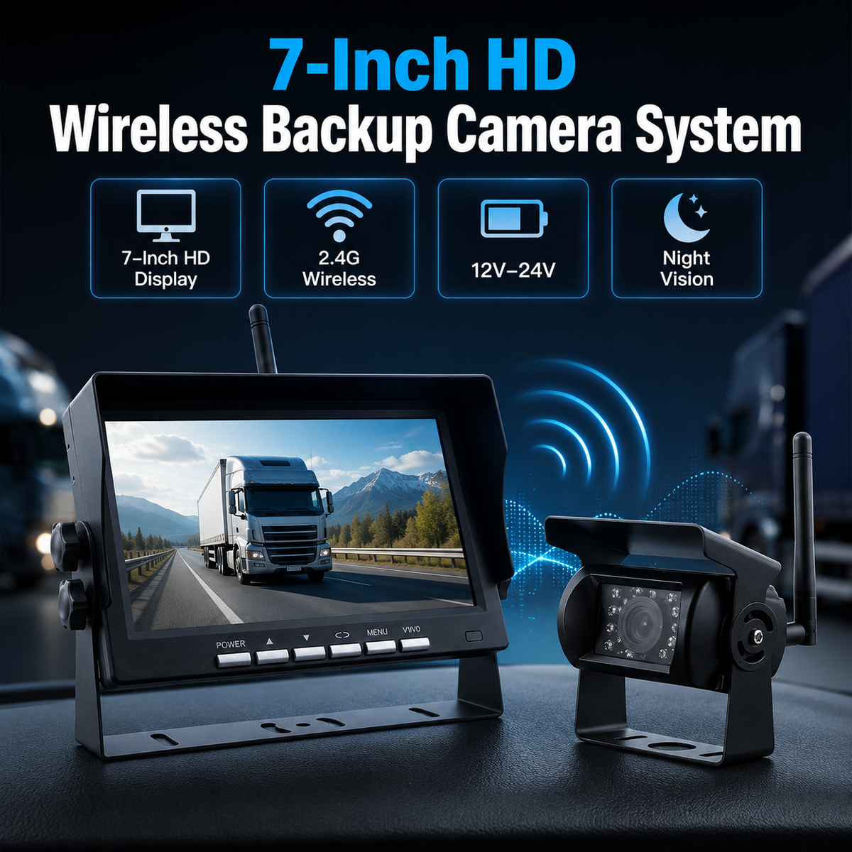 🔥Hot Sale ＆ 50％ Off🔥7-Inch HD Wireless Backup Camera System