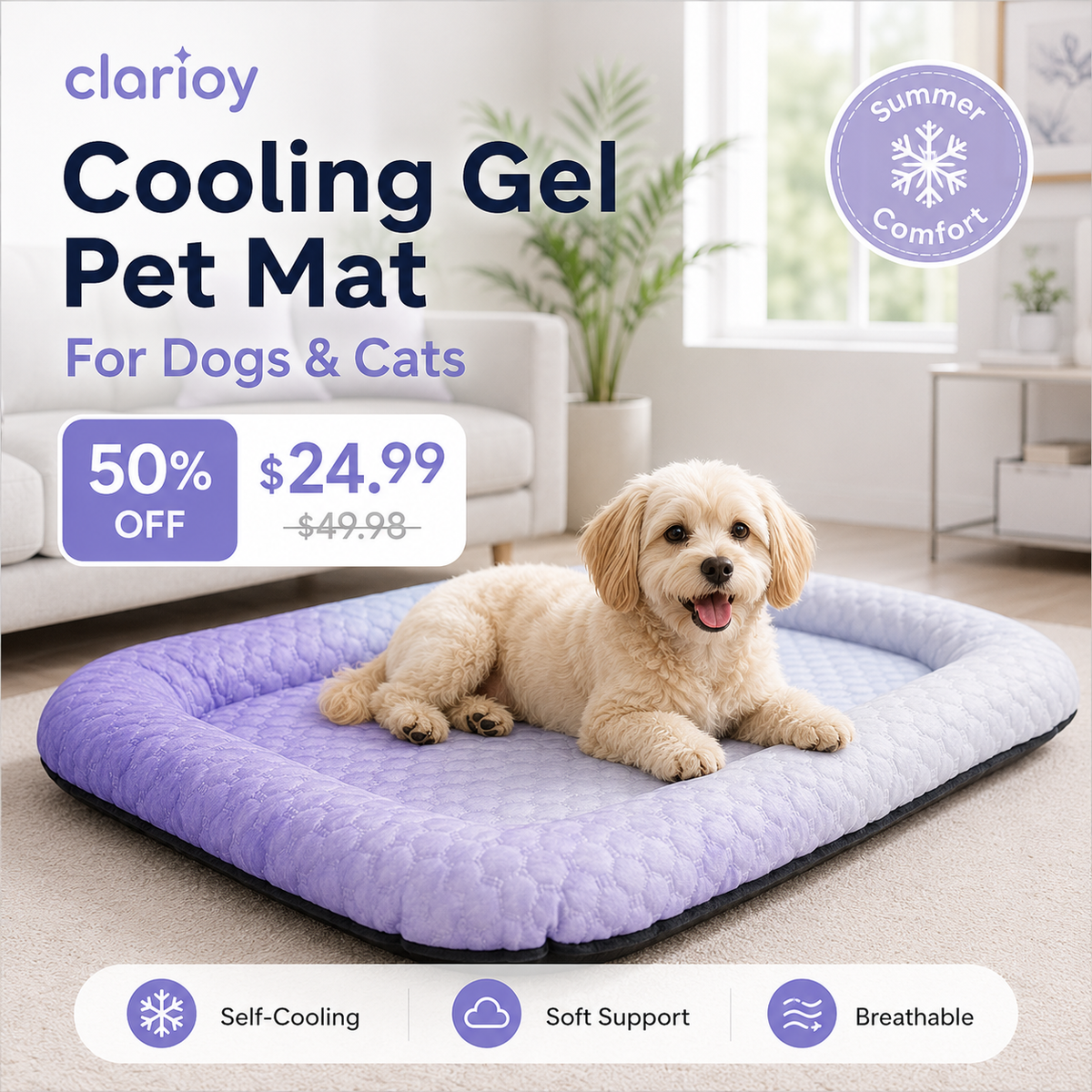 🐶🐱❄️Cooling Gel Mat for Pets Summer Heat Relief Pad Breathable Non-Toxic Cool Sleeping Mat for Dogs Cats