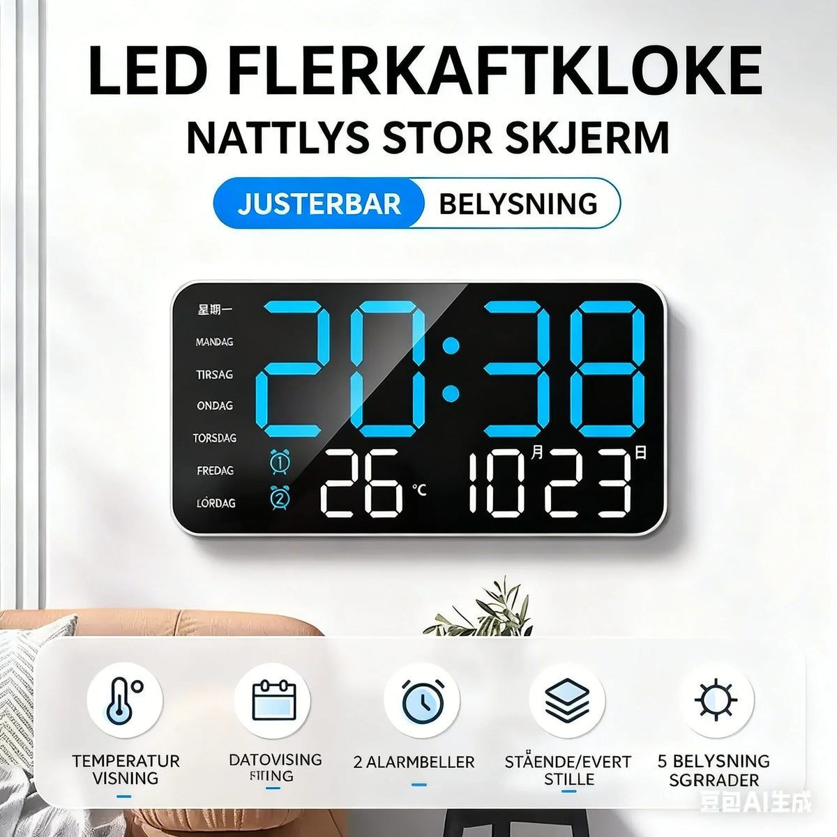 ⏳Time-Limited Special⏰Multifunctional decorative LED digital wall clock