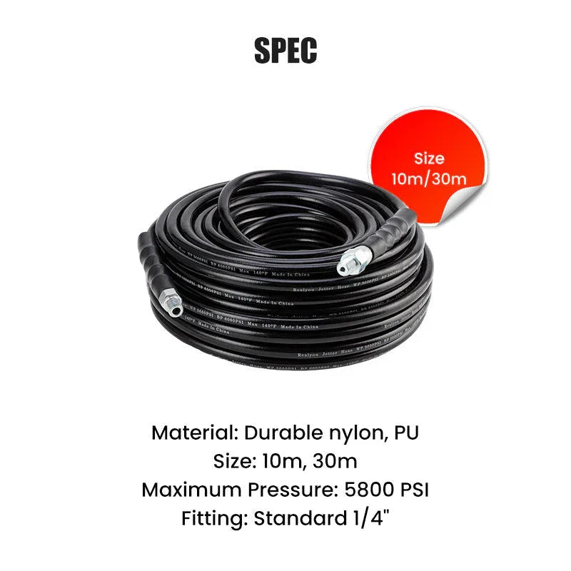 🚿 5800 PSI sewer cleaning kit – Rotating nozzle and reinforced hose for unclogging pipes 🛠️✨ – Free shipping