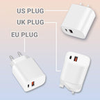 20W Fast Charger Dual-port Power Adapter