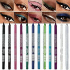 12-Pack Colored Gel Eyeliner Pencil Metallic & Shimmer Finishes Smudge-Proof