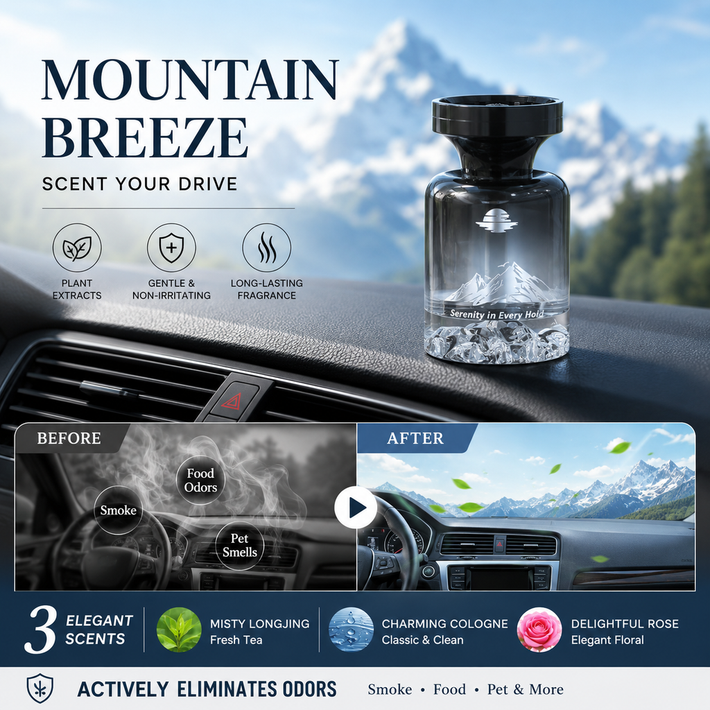 🥳2026 HOT SALE🥳🌿 30% OFF!🚗 110ml Long-Lasting Car Air Freshener – Natural plant extracts, eliminates smoke & pet odours. Weeks of freshness. Mountain design. Breath easy! 💨✨