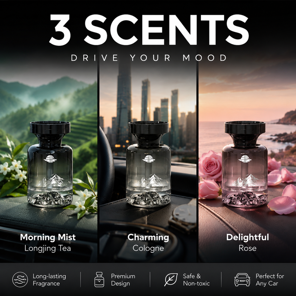 🥳2026 HOT SALE🥳🌿 30% OFF!🚗 110ml Long-Lasting Car Air Freshener – Natural plant extracts, eliminates smoke & pet odours. Weeks of freshness. Mountain design. Breath easy! 💨✨
