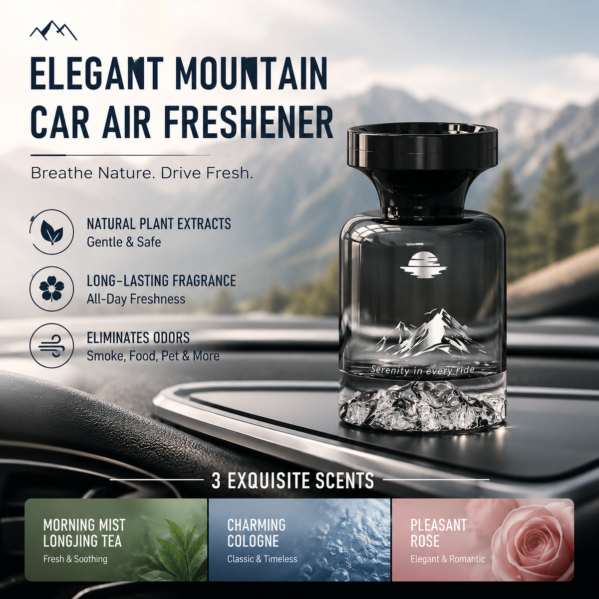 🥳2026 HOT SALE🥳🌿 30% OFF!🚗 110ml Long-Lasting Car Air Freshener – Natural plant extracts, eliminates smoke & pet odours. Weeks of freshness. Mountain design. Breath easy! 💨✨