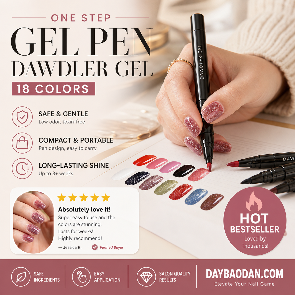💅 Limited Time Buy 1 Get 1 Free ✨One Step Nail Gel Pen🎨Free handheld mini UV nail lamp💡