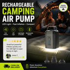 🏕️ Rechargeable Camping Air Pump – LED Light, Fast Inflation, Compact – Cash on Delivery 🔋