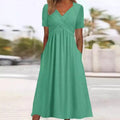 👗💙 50% OFF TODAY! ✨ Women’s V-Neck Short Sleeve Long Dress 🌸 Elegant Flowing Fit, Comfortable Fabric & Effortless Everyday Style