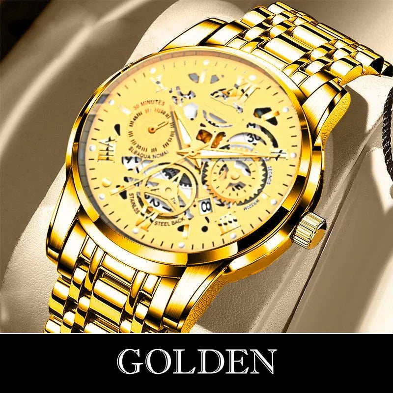 🔥Men's Waterproof Roman Skeleton Automatic Mechanical Watch