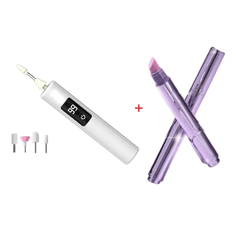 💅Professional Electric Nail Polisher – Smooths thick nails, 99-speed display. Multiple heads for shaping & buffing. 💎
