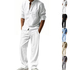 👔 Men’s Shirt & Pants Set – Casual, Breathable Linen, Relaxed Fit ✨
