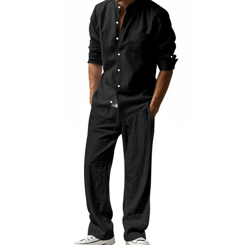 👔 Men’s Shirt & Pants Set – Casual, Breathable Linen, Relaxed Fit ✨