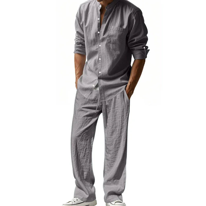 👔 Men’s Shirt & Pants Set – Casual, Breathable Linen, Relaxed Fit ✨