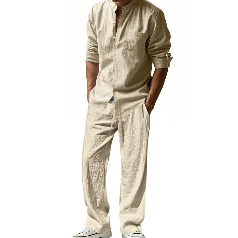 👔 Men’s Shirt & Pants Set – Casual, Breathable Linen, Relaxed Fit ✨