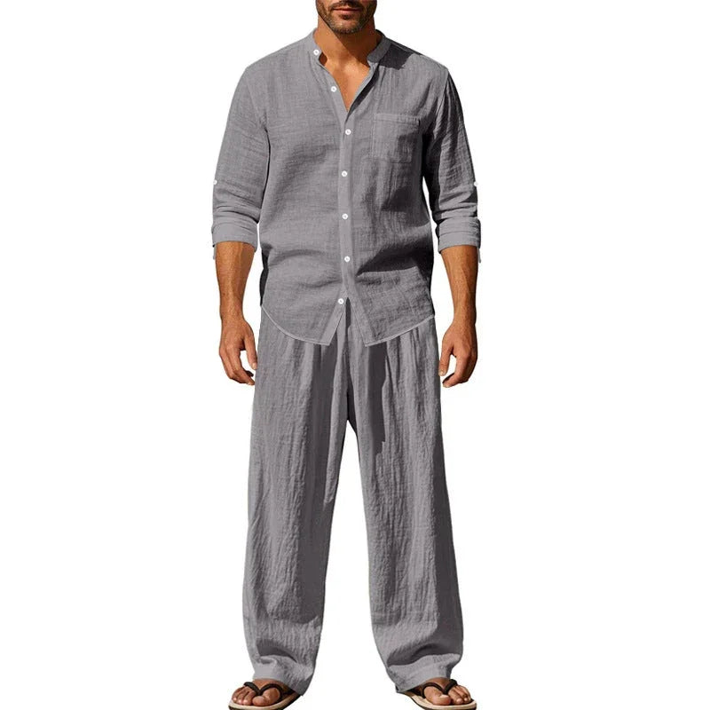 👔 Men’s Shirt & Pants Set – Casual, Breathable Linen, Relaxed Fit ✨