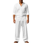 👔 Men’s Shirt & Pants Set – Casual, Breathable Linen, Relaxed Fit ✨