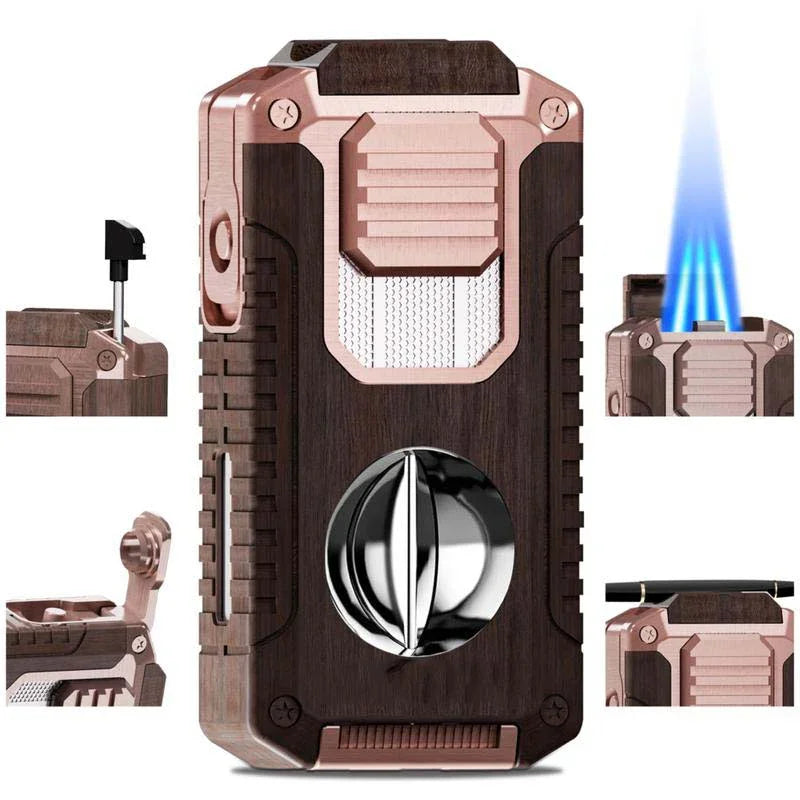 ⏰🔥LIMITED TIME 50% OFF!🔥50K+ SOLD!🎊5-in-1 Refillable Cigar Torch Lighter with Cutter