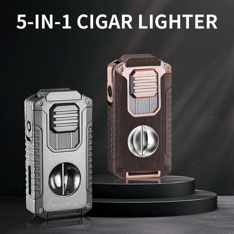 ⏰🔥LIMITED TIME 50% OFF!🔥50K+ SOLD!🎊5-in-1 Refillable Cigar Torch Lighter with Cutter
