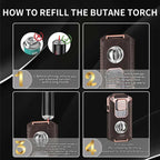 ⏰🔥LIMITED TIME 50% OFF!🔥50K+ SOLD!🎊5-in-1 Refillable Cigar Torch Lighter with Cutter