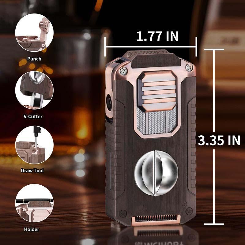 ⏰🔥LIMITED TIME 50% OFF!🔥50K+ SOLD!🎊5-in-1 Refillable Cigar Torch Lighter with Cutter
