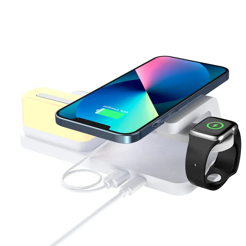 5-in-1 Wireless Charging Station with Clock & Night Light