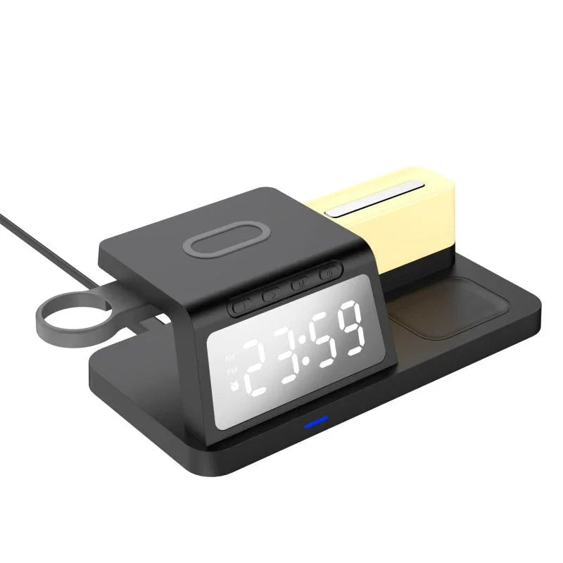 5-in-1 Wireless Charging Station with Clock & Night Light