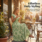 🌸 LIMITED-TIME 50% OFF! 👗 Women's V-Neck Floral Smocked Maxi Dress – Elegant, Bohemian, Lightweight 🦋