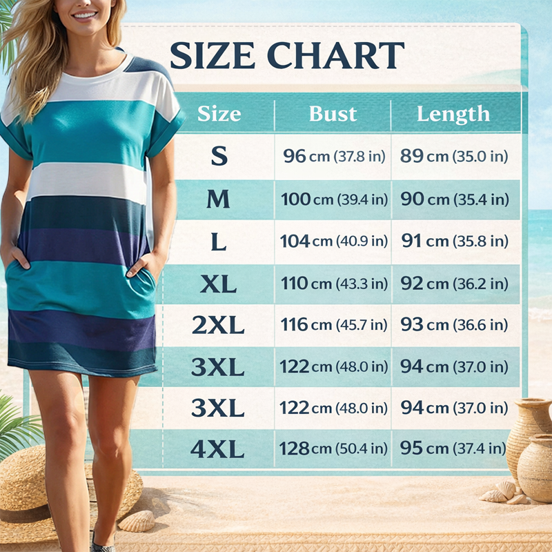 👗 LIMITED-TIME 50% OFF! ✨ Striped Midi Dress – Pockets, Loose Fit, Vacation, Casual ✨