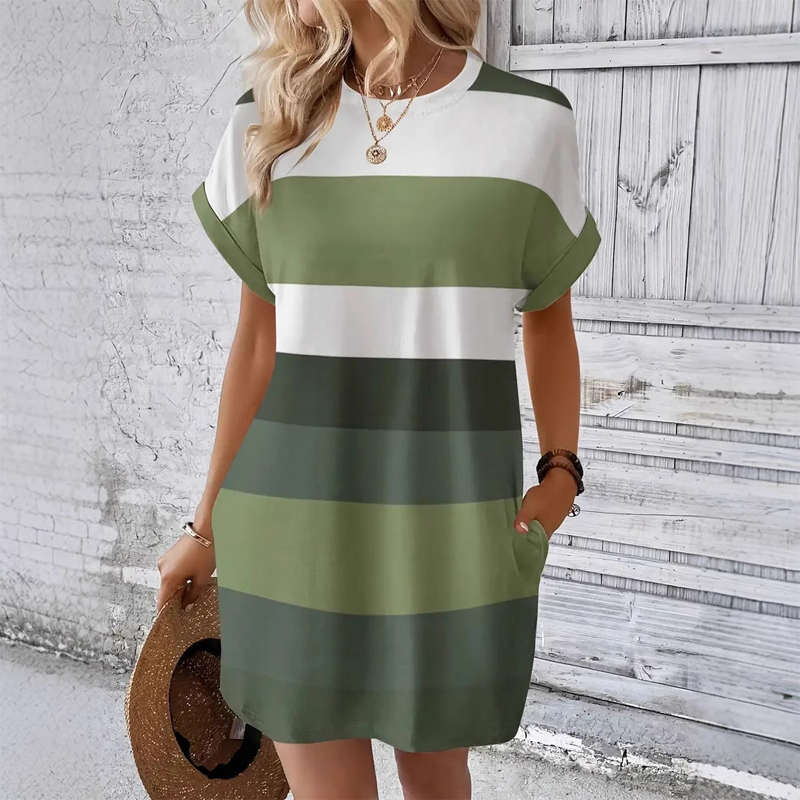 👗 LIMITED-TIME 50% OFF! ✨ Striped Midi Dress – Pockets, Loose Fit, Vacation, Casual ✨