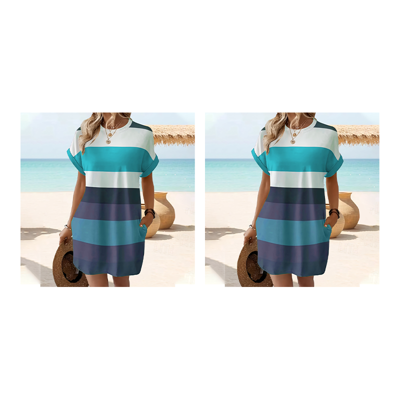 👗 LIMITED-TIME 50% OFF! ✨ Striped Midi Dress – Pockets, Loose Fit, Vacation, Casual ✨